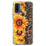 Motorola Moto G Play 2023 Yellow Summer Sunflowers Brown Leopard Honeycomb Hybrid Protective Phone Case Cover