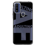 Motorola Moto G Pure 2021 G Power 2022 Black Clear Funny Text Quote Adulting AF Hybrid Protective Phone Case Cover