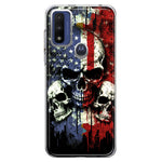 Motorola Moto G Pure American USA Flag Skulls Blue Red Double Layer Phone Case Cover