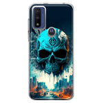 Motorola Moto G Pure Blue Apocalypse Cyberpunk Skull Feather Double Layer Phone Case Cover