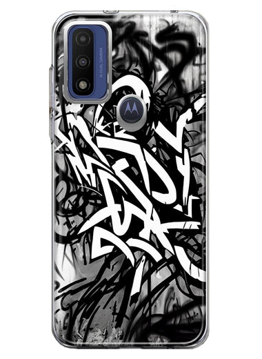 Motorola Moto G Pure 2021 G Power 2022 Black White Urban Graffiti Hybrid Protective Phone Case Cover