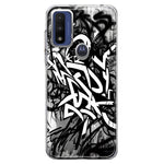 Motorola Moto G Pure 2021 G Power 2022 Black White Urban Graffiti Hybrid Protective Phone Case Cover