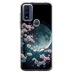 Motorola Moto G Pure 2021 G Power 2022 Kawaii Manga Pink Cherry Blossom Full Moon Hybrid Protective Phone Case Cover