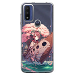 Motorola Moto G Pure 2021 G Power 2022 Kawaii Manga Pink Cherry Blossom Japanese Girl Boat Hybrid Protective Phone Case Cover