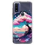 Motorola Moto G Play 2023 Kawaii Manga Pink Cherry Blossom Japanese Sky Floral Ocean Hybrid Protective Phone Case Cover