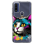 Motorola Moto G Pure Cool Cat Oil Paint Pop Art Hybrid Protective Phone Case Cover