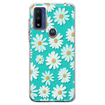 Motorola Moto G Pure Turquoise Teal White Daisies Cute Daisy Polka Dots Double Layer Phone Case Cover