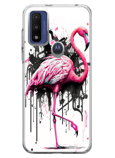 Motorola Moto G Pure 2021 G Power 2022 Pink Flamingo Painting Graffiti Hybrid Protective Phone Case Cover