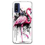 Motorola Moto G Play 2023 Pink Flamingo Painting Graffiti Hybrid Protective Phone Case Cover