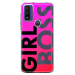 Motorola Moto G Pure 2021 G Power 2022 Pink Clear Funny Text Quote Girl Boss Hybrid Protective Phone Case Cover