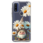 Motorola Moto G Play 2023 Cute Gnome White Daisy Flowers Floral Hybrid Protective Phone Case Cover