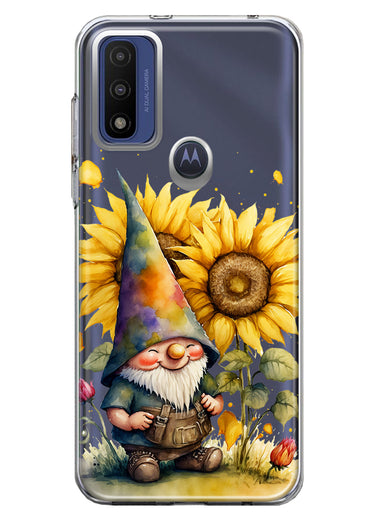 Motorola Moto G Pure 2021 G Power 2022 Cute Gnome Sunflowers Clear Hybrid Protective Phone Case Cover