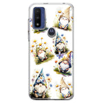 Motorola Moto G Play 2023 Cute White Blue Daisies Gnomes Hybrid Protective Phone Case Cover