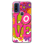 Motorola Moto G Play 2023 Pink Daisy Love Graffiti Painting Art Hybrid Protective Phone Case Cover