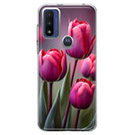 Motorola Moto G Pure G Power 2022 Pink Tulip Flowers Floral Hybrid Protective Phone Case Cover