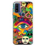 Motorola Moto G Play 2023 Neon Rainbow Psychedelic Trippy Hippie Multiple Eyes Hybrid Protective Phone Case Cover