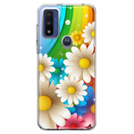 Motorola Moto G Pure Colorful Rainbow Daisies Blue Pink White Green Double Layer Phone Case Cover