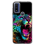 Motorola Moto G Pure G Power 2022 Neon Rainbow Glow Colorful Leopard Hybrid Protective Phone Case Cover