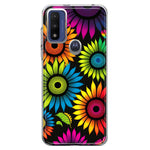 Motorola Moto G Pure Neon Rainbow Glow Sunflowers Colorful Floral Pink Purple Double Layer Phone Case Cover