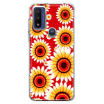 Motorola Moto G Pure Yellow Sunflowers Polkadot on Red Double Layer Phone Case Cover