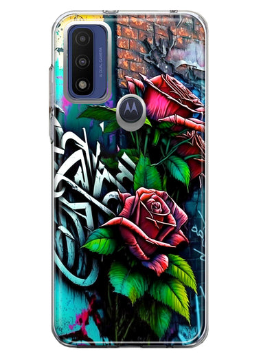 Motorola Moto G Play 2023 Red Roses Graffiti Painting Art Hybrid Protective Phone Case Cover