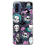 Motorola Moto G Pure 2021 G Power 2022 Roses Halloween Spooky Horror Characters Spider Web Hybrid Protective Phone Case Cover