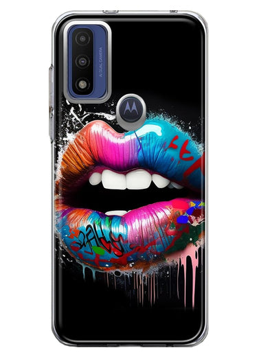 Motorola Moto G Play 2023 Colorful Lip Graffiti Painting Art Hybrid Protective Phone Case Cover
