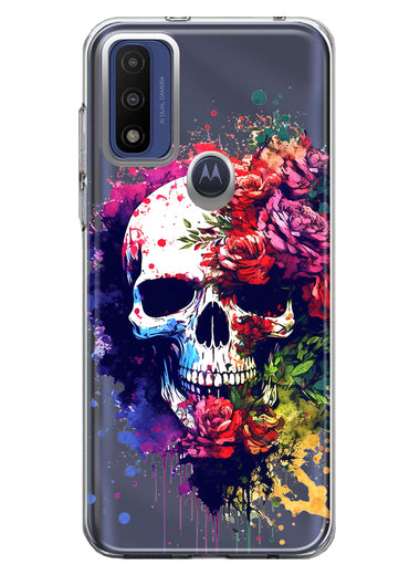 Motorola Moto G Pure 2021 G Power 2022 Fantasy Skull Red Purple Roses Hybrid Protective Phone Case Cover