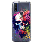 Motorola Moto G Play 2023 Fantasy Skull Red Purple Roses Hybrid Protective Phone Case Cover