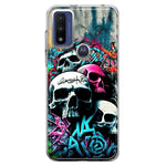 Motorola Moto G Pure 2021 G Power 2022 Skulls Graffiti Painting Art Hybrid Protective Phone Case Cover
