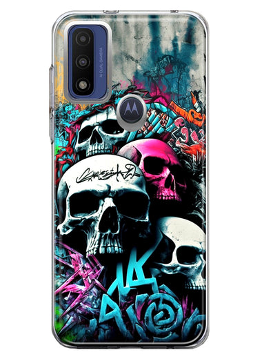 Motorola Moto G Play 2023 Skulls Graffiti Painting Art Hybrid Protective Phone Case Cover