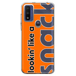 Motorola Moto G Play 2023 Orange Clear Funny Text Quote Snack Hybrid Protective Phone Case Cover