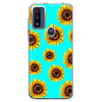 Motorola Moto G Pure Yellow Sunflowers Polkadot on Turquoise Teal Double Layer Phone Case Cover