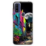 Motorola Moto G Pure 2021 G Power 2022 Urban City Full Moon Graffiti Painting Art Hybrid Protective Phone Case Cover