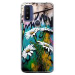 Motorola Moto G Pure 2021 G Power 2022 White Daisies Graffiti Wall Art Painting Hybrid Protective Phone Case Cover