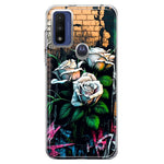 Motorola Moto G Pure 2021 G Power 2022 White Roses Graffiti Wall Art Painting Hybrid Protective Phone Case Cover