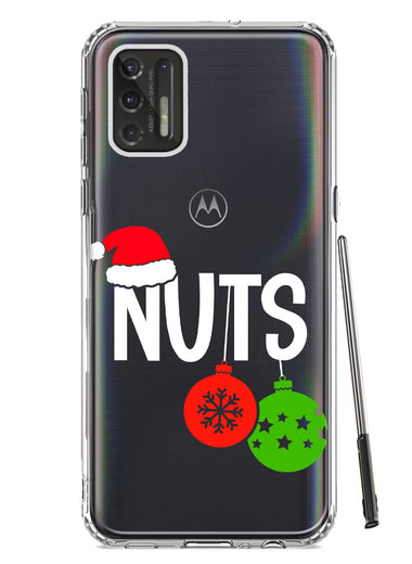 Motorola Moto G Stylus 4G 2021 Christmas Funny Couples Chest Nuts Ornaments Hybrid Protective Phone Case Cover
