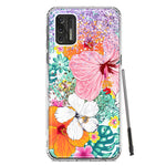 Motorola Moto G Stylus 4G 2021 Hawaiian Vibes Hibiscus Flowers Monstera Vacation Summer Hybrid Protective Phone Case Cover