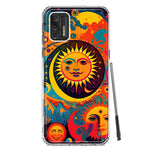 Motorola Moto G Stylus 2021 Neon Rainbow Psychedelic Indie Hippie Sun Moon Hybrid Protective Phone Case Cover