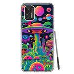 Motorola Moto G Stylus 2021 Neon Rainbow Psychedelic UFO Alien Planet Hybrid Protective Phone Case Cover