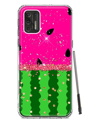 Motorola Moto G Stylus 4G 2021 Summer Watermelon Sugar Vacation Tropical Fruit Pink Green Hybrid Protective Phone Case Cover