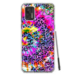 Motorola Moto G Stylus 4G 2021 Vibrant Pink Purple Tie Dye Summer Leopard Swirl Rainbow Hybrid Protective Phone Case Cover
