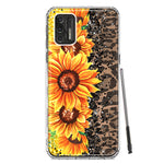 Motorola Moto G Stylus 4G 2021 Yellow Summer Sunflowers Brown Leopard Honeycomb Hybrid Protective Phone Case Cover