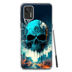 Motorola Moto G Stylus 2021 Blue Apocalypse Cyberpunk Skull Feather Double Layer Phone Case Cover