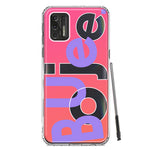 Motorola Moto G Stylus 4G 2021 Pink Purple Clear Funny Text Quote Boujee Hybrid Protective Phone Case Cover
