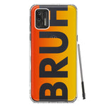 Motorola Moto G Stylus 4G 2021 Orange Red Clear Funny Text Quote Bruh Hybrid Protective Phone Case Cover