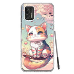 Motorola Moto G Stylus 4G 2021 Kawaii Manga Pink Cherry Blossom Cute Cat Hybrid Protective Phone Case Cover