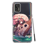 Motorola Moto G Stylus 4G 2021 Kawaii Manga Pink Cherry Blossom Japanese Girl Boat Hybrid Protective Phone Case Cover