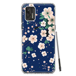 Motorola Moto G Stylus 4G 2021 Kawaii Japanese Pink Cherry Blossom Navy Blue Hybrid Protective Phone Case Cover