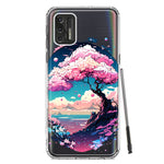 Motorola Moto G Stylus 2021 Kawaii Manga Pink Cherry Blossom Japanese Sky Floral Ocean Hybrid Protective Phone Case Cover
